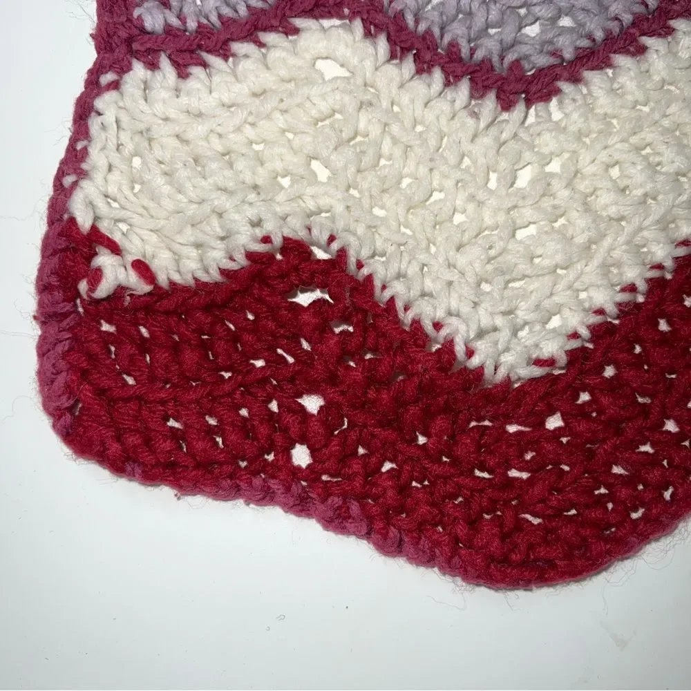 Vintage Afgani Crochet Grandma Chevron Blanket Throw Quilt Multicolor Handmade